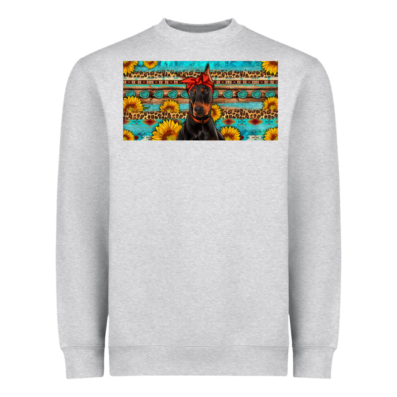 Doberman With Sunflowers License Plate Heavyweight Sweatshirt by Artiststas | Teevron