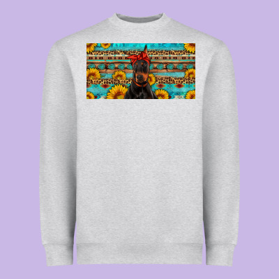 Doberman With Sunflowers License Plate Heavyweight Sweatshirt Designed By Artiststas