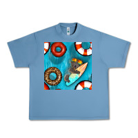 Pebble Blue koala at the pool seamless pattern Urban Heavy Tee - BundleAndBundleShop