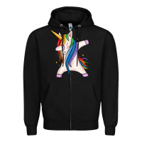 Black dabbing unicorn Zipper Hoodie - MaliasSmallBusiness