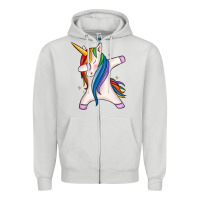 Dove Grey dabbing unicorn Zipper Hoodie - MaliasSmallBusiness