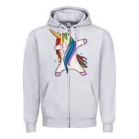 Heather Grey dabbing unicorn Zipper Hoodie - MaliasSmallBusiness