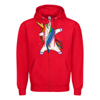 Red dabbing unicorn Zipper Hoodie - MaliasSmallBusiness