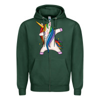 Sports Green dabbing unicorn Zipper Hoodie - MaliasSmallBusiness