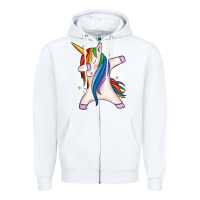 White dabbing unicorn Zipper Hoodie - MaliasSmallBusiness