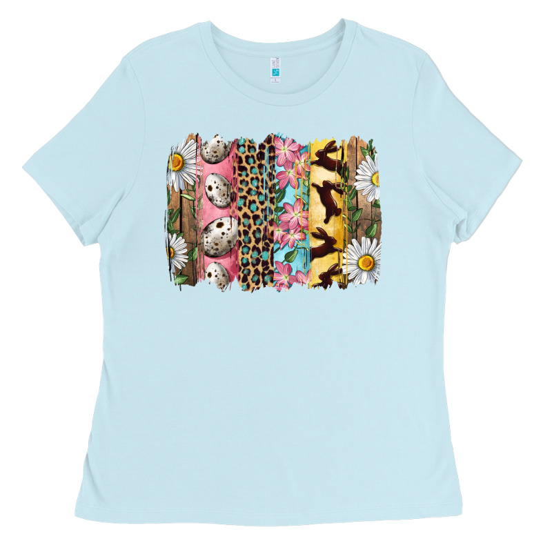 Easter Brushstroke With Quail Eggs Daisy And Bunny Ladies Tee by RanaPortraitStore | Teevron