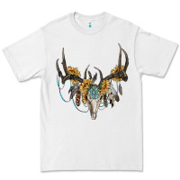 White boho deer skull sunflowers and gemstone Premium Tee - RanaPortraitStore