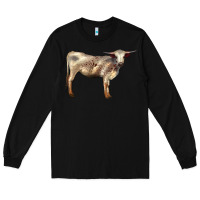 Black Texas Longhorn Heifer Long Sleeve Tee - LillyAllenDesigns