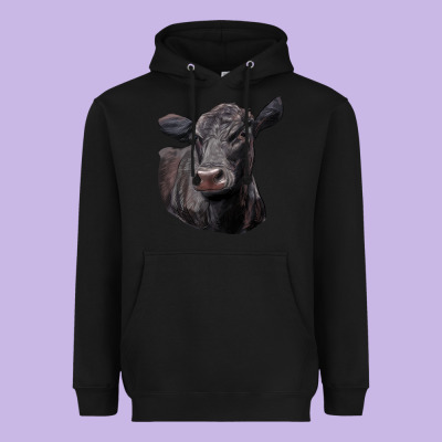 Black Angus Cow Illustrations Heavyweight Hoodie Designed By Lillyallendesigns