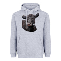 Heather Grey Black Angus Cow Illustrations Heavyweight Hoodie - LillyAllenDesigns