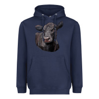 Navy Black Angus Cow Illustrations Heavyweight Hoodie - LillyAllenDesigns