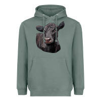 Sage Black Angus Cow Illustrations Heavyweight Hoodie - LillyAllenDesigns