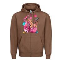 Chestnut pink nail art hand Zipper Hoodie - NancyCooperArtShop