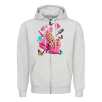 Dove Grey pink nail art hand Zipper Hoodie - NancyCooperArtShop