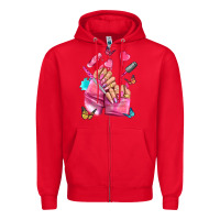 Red pink nail art hand Zipper Hoodie - NancyCooperArtShop