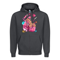 Smoke pink nail art hand Zipper Hoodie - NancyCooperArtShop
