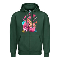 Sports Green pink nail art hand Zipper Hoodie - NancyCooperArtShop