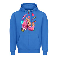 True Royal pink nail art hand Zipper Hoodie - NancyCooperArtShop