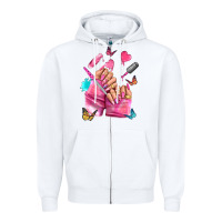 White pink nail art hand Zipper Hoodie - NancyCooperArtShop