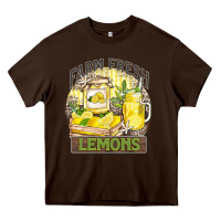 Chocolate Brown farm fresh lemons Heavy Core Tee - Zillion Design Studio
