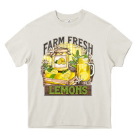 Cream farm fresh lemons Heavy Core Tee - Zillion Design Studio