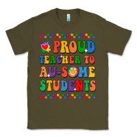 Army Green Proud Teacher to au-some student Classic Tee - CowhideDigitalArt