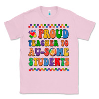 Bubblegum Pink Proud Teacher to au-some student Classic Tee - CowhideDigitalArt