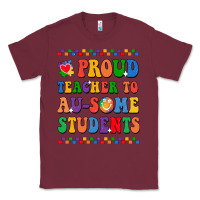 Burgundy Proud Teacher to au-some student Classic Tee - CowhideDigitalArt