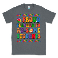 Charcoal Heather Proud Teacher to au-some student Classic Tee - CowhideDigitalArt