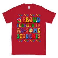 Red Proud Teacher to au-some student Classic Tee - CowhideDigitalArt
