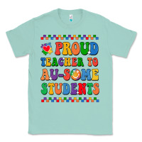 Seafoam Proud Teacher to au-some student Classic Tee - CowhideDigitalArt
