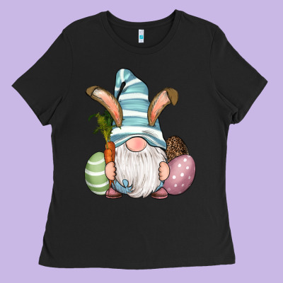 Ladies Tee Easter Bunny Gnomes with Egg and Carrot