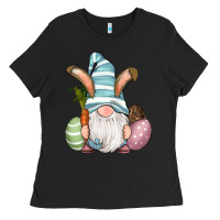 Black Easter Bunny Gnomes with Egg and Carrot Ladies Tee - RanaPortraitStore