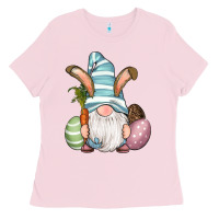Bubblegum Pink Easter Bunny Gnomes with Egg and Carrot Ladies Tee - RanaPortraitStore
