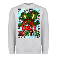 Heather Grey cozy winter with gloves and scarf Heavyweight Sweatshirt - AdoDesignShop