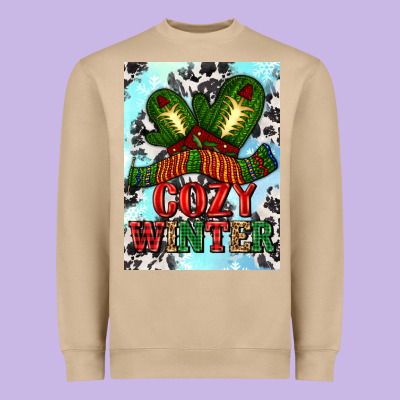 Cozy Winter With Gloves And Scarf Heavyweight Sweatshirt Designed By Adodesignshop