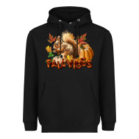 Black Fall Vibes Squirrel Heavyweight Hoodie - LillyAllenDesigns