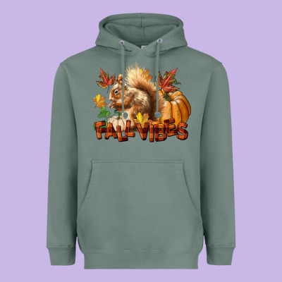 Fall Vibes Squirrel Heavyweight Hoodie Designed By Lillyallendesigns