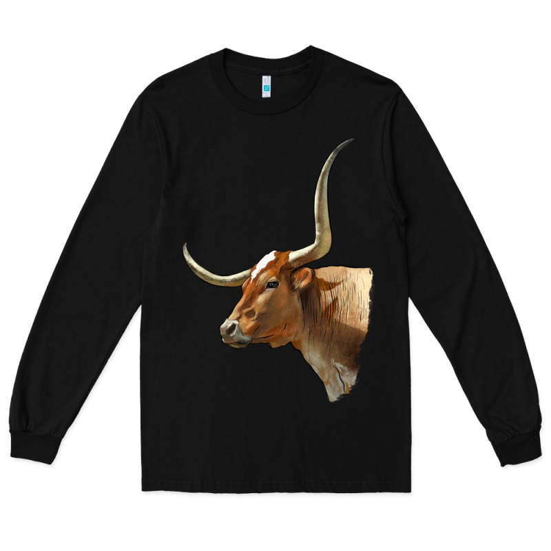 Texas Longhorn Cow Face Long Sleeve Tee by LillyAllenDesigns | Teevron