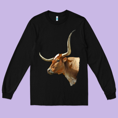 Texas Longhorn Cow Face Long Sleeve Tee Designed By Lillyallendesigns