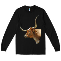 Black Texas Longhorn Cow Face Long Sleeve Tee - LillyAllenDesigns