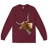 Burgundy Texas Longhorn Cow Face Long Sleeve Tee - LillyAllenDesigns
