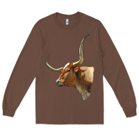 Chestnut Texas Longhorn Cow Face Long Sleeve Tee - LillyAllenDesigns