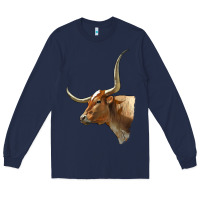 Navy Texas Longhorn Cow Face Long Sleeve Tee - LillyAllenDesigns