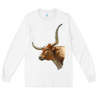 White Texas Longhorn Cow Face Long Sleeve Tee - LillyAllenDesigns