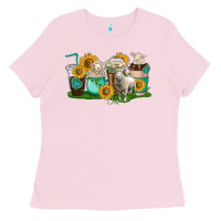 Bubblegum Pink Sheep coffee cups Ladies Tee - texasbilliewilder