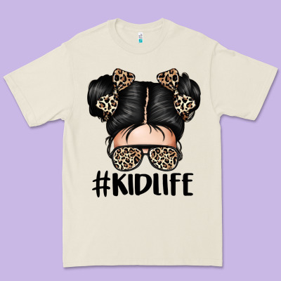 Kid Life Leopard Messy Bun Premium Tee Designed By Texasbilliewilder