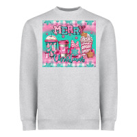 Heather Grey merry Christmas pink coffee Heavyweight Sweatshirt - Jasminsmagicworld