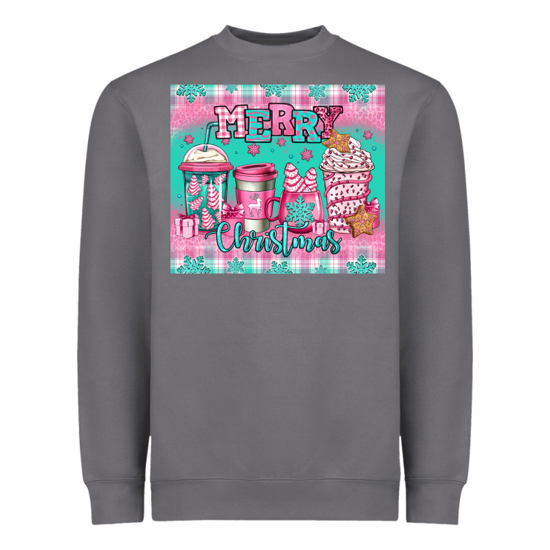 Merry Christmas Pink Coffee Heavyweight Sweatshirt by Jasminsmagicworld | Teevron
