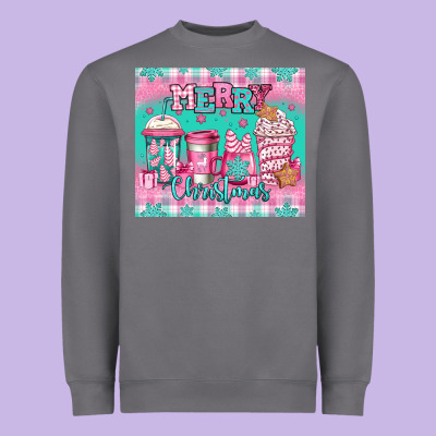 Merry Christmas Pink Coffee Heavyweight Sweatshirt Designed By Jasminsmagicworld